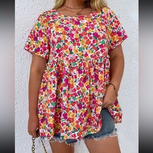 SHEIN Plus Size Floral Babydoll Blouse 1X